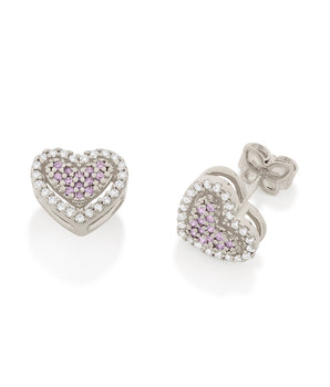 RHODIUM PINK HEART EARRING