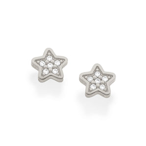 RHODIUM TINY STAR STUD EARRINGS