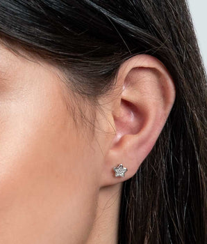 RHODIUM TINY STAR STUD EARRINGS