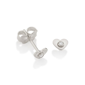 RHODIUM TINY STUDDED HEART STUD EARRINGS