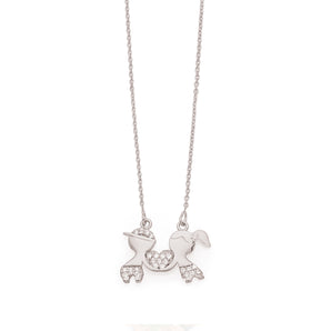 RHODIUM PLATED CHAIN WITH ZIRCONIA