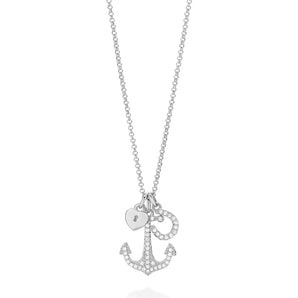 RHODIUM PLATED CHAIN WITH ZIRCONIA