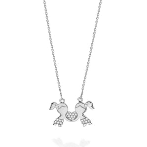 RHODIUM PLATED CHAIN WITH ZIRCONIA