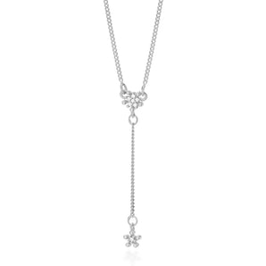 RHODIUM PLATED CHAIN WITH ZIRCONIA