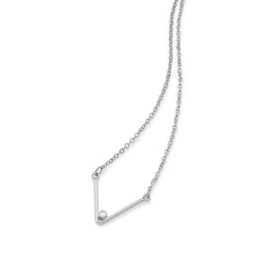 RHODIUM PLATED CHAIN WITH ZIRCONIA