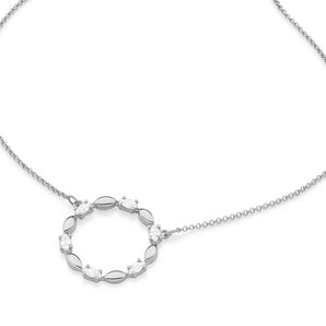 RHODIUM PLATED CHAIN WITH ZIRCONIA