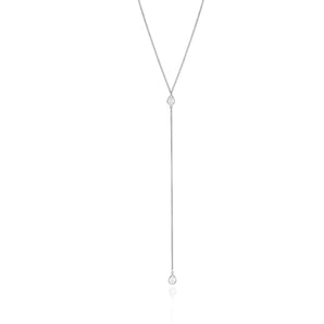 RHODIUM PLATED CHAIN WITH ZIRCONIA