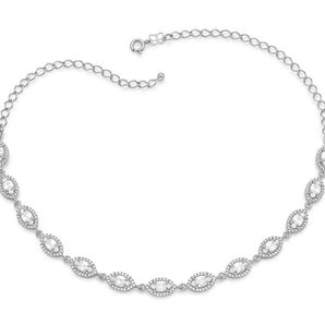 RHODIUM PLATED CHAIN WITH ZIRCONIA