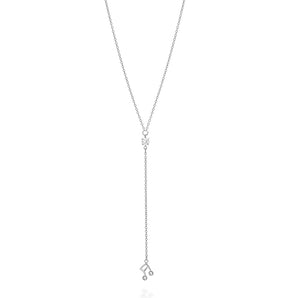 RHODIUM PLATED CHAIN WITH ZIRCONIA