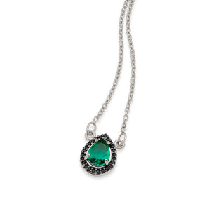 RHODIUM PLATED CHAIN WITH ZIR AND CRISTALS WITH APLICATION RHODIUM BLACK