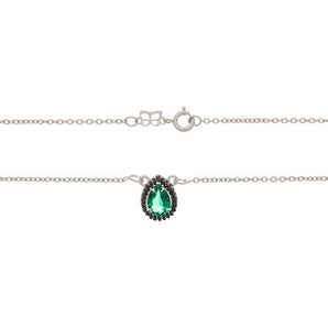 RHODIUM PLATED CHAIN WITH ZIR AND CRISTALS WITH APLICATION RHODIUM BLACK