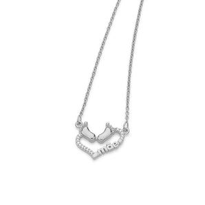 RHODIUM PLATED CHAIN WITH ZIRCONIA