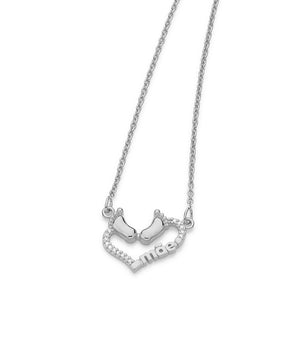RHODIUM PLATED CHAIN WITH ZIRCONIA