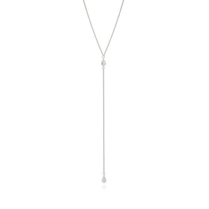 RHODIUM PLATED CHAIN WITH ZIRCONIA