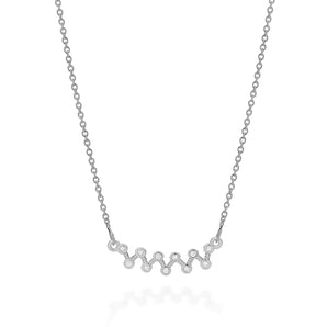 RHODIUM PLATED CHAIN WITH ZIRCONIA