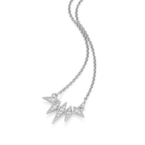 RHODIUM PLATED CHAIN WITH ZIRCONIA