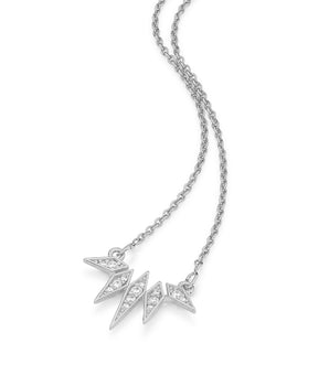 RHODIUM PLATED CHAIN WITH ZIRCONIA
