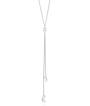 RHODIUM PLATED CHAIN WITH ZIRCONIA