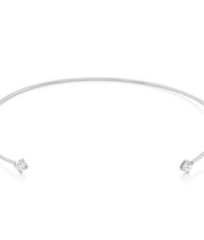 RHODIUM PLATED CHAIN WITH ZIRCONIA
