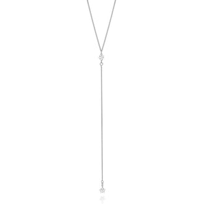 RHODIUM PLATED CHAIN WITH ZIRCONIA
