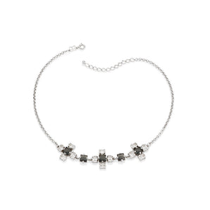 RHODIUM PLATED CHAIN WITH CRYSTAL