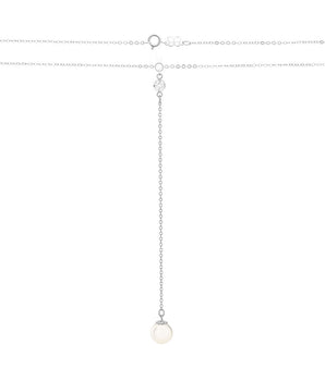 RHODIUM PLATED CHAIN WITH PEARL AND ZIRCONIA