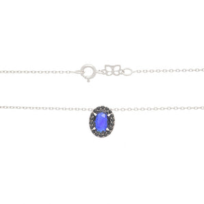 RHODIUM PLATED CHAIN WITH CRYSTAL AND ZIRCONIA