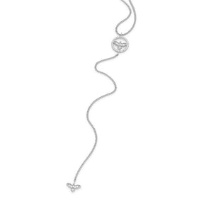 RHODIUM PLATED CHAIN WITH ZIRCONIA