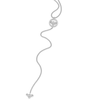 RHODIUM PLATED CHAIN WITH ZIRCONIA