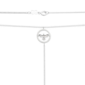 RHODIUM PLATED CHAIN WITH ZIRCONIA