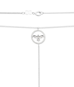 RHODIUM PLATED CHAIN WITH ZIRCONIA