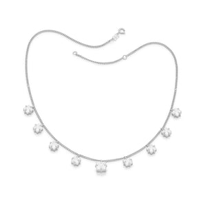 RHODIUM PLATED CHAIN WITH ZIRCONIA