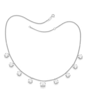 RHODIUM PLATED CHAIN WITH ZIRCONIA