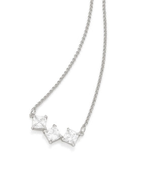 RHODIUM PLATED CHAIN WITH ZIRCONIA