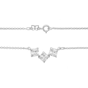 RHODIUM PLATED CHAIN WITH ZIRCONIA