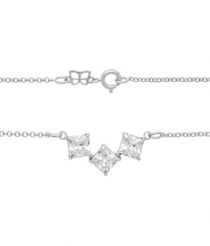 RHODIUM PLATED CHAIN WITH ZIRCONIA