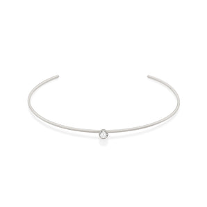 RHODIUM PLATED CHAIN WITH ZIRCONIA