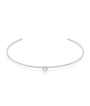 RHODIUM PLATED CHAIN WITH ZIRCONIA
