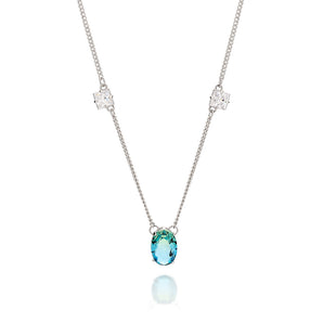 RHODIUM PLATED CHAIN WITH CRYSTAL AND ZIRCONIA