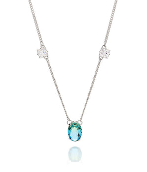 RHODIUM PLATED CHAIN WITH CRYSTAL AND ZIRCONIA