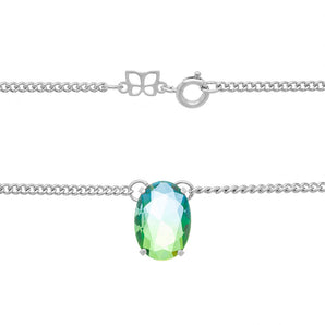 RHODIUM PLATED CHAIN WITH CRYSTAL AND ZIRCONIA