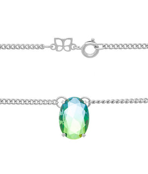 RHODIUM PLATED CHAIN WITH CRYSTAL AND ZIRCONIA