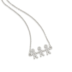RHODIUM PLATED CHAIN WITH ZIRCONIA