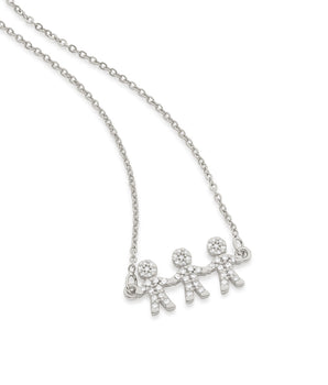 RHODIUM PLATED CHAIN WITH ZIRCONIA