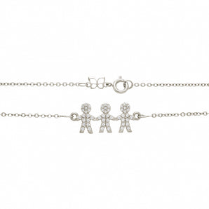 RHODIUM PLATED CHAIN WITH ZIRCONIA