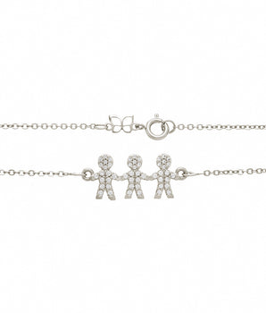 RHODIUM PLATED CHAIN WITH ZIRCONIA