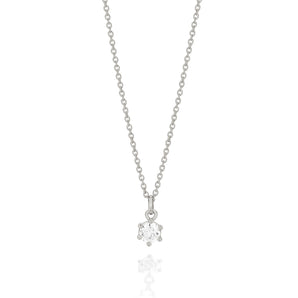RHODIUM PLATED CHAIN WITH ZIRCONIA