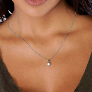 RHODIUM PLATED CHAIN WITH ZIRCONIA