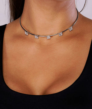 RHODIUM PLATED CHAIN WITH ZIRCONIA
