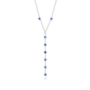 RHODIUM SQUARE DETAIL Y-NECKLACE